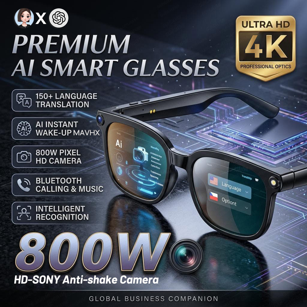 نظارات ذكية 4K بدقة 8 ميجابكسل - مراجعة Smart Glasses Lens وسعره